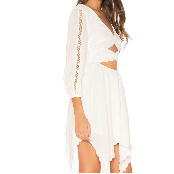 Majorelle Cambria Mini Dress White Cutout Long Sleeve Crochet Small Bridal Grad - Picture 4 of 12